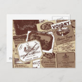 ヴィンテージフランスのワインラベル壁紙 ポストカード (正面/裏面)