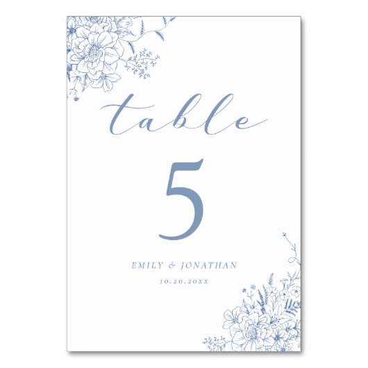 ヴィンテージフランスの何か青結婚い テーブルナンバー (裏面)