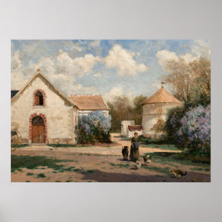 ヴィンテージフランスの国アンティークコテージ ポスター