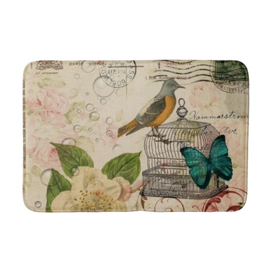 ヴィンテージフランスの国フローラ植物学 バスマット (正面)