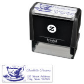 ヴィンテージフランスの国TeaCupフローラアドレス セルフインキングスタンプ (インサイチュ)