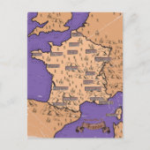 ヴィンテージフランスの地図 案内ポストカード (正面)