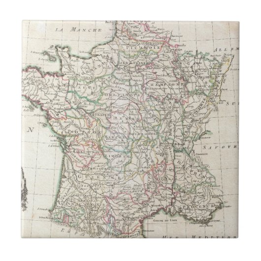 ヴィンテージフランスの地図（1771年） タイル (正面)