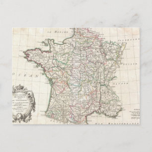 ヴィンテージフランスの地図（1771年） ポストカード