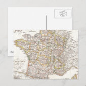 ヴィンテージフランスの地図(1850年) ポストカード (正面/裏面)