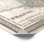 ヴィンテージフランスの地図， 1853 ポスター (角)