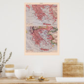 ヴィンテージフランスの地図， 1920年，ギリシャ ポスター (キッチン)