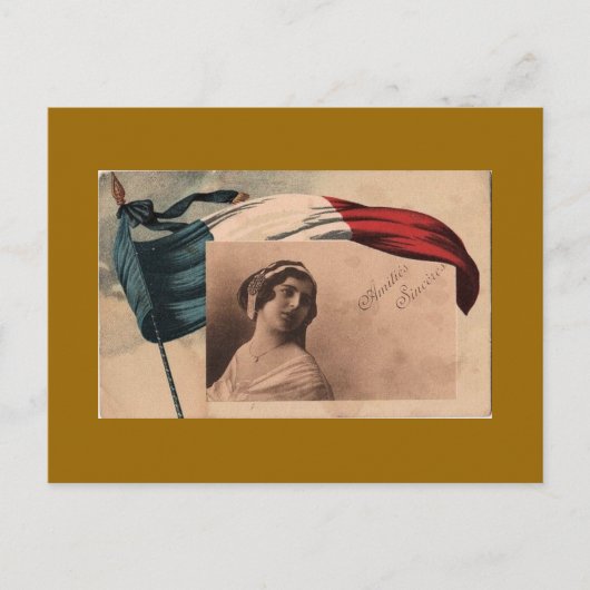 ヴィンテージフランスの女子はがき ポストカード (正面)