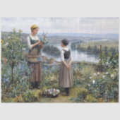 ヴィンテージフランスの女性が花を摘むティッシュペーパー 薄葉紙 (正面)