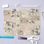 ヴィンテージフランスの子クリスマスティッシュペーパー 薄葉紙 (クラフト)