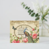 ヴィンテージフランスの孔雀はがき ポストカード (スタンド正面)