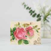 ヴィンテージフランスの宣伝ガーリーレッドローズ ポストカード (スタンド正面)