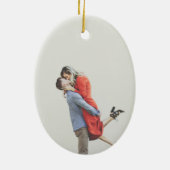 ヴィンテージフランスの家紋アクアグレインサックストライプ セラミックオーナメント (裏面)