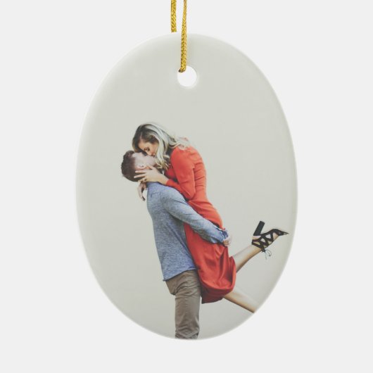 ヴィンテージフランスの家紋レッドグレインサックストライプ セラミックオーナメント (裏面)