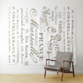 ヴィンテージフランスの市名セピア写真背景 タペストリー (インサイチュ(横))