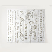 ヴィンテージフランスの市名セピア写真背景 タペストリー (正面(横))