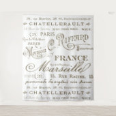 ヴィンテージフランスの市名セピア写真背景 タペストリー (正面)