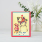 ヴィンテージフランスの年始雪だるま（コピー） ポストカード (スタンド正面)