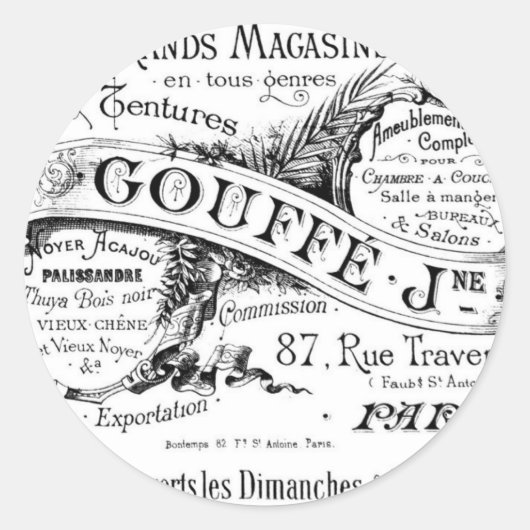 ヴィンテージフランスの広告タイポグラフィ ラウンドシール (正面)