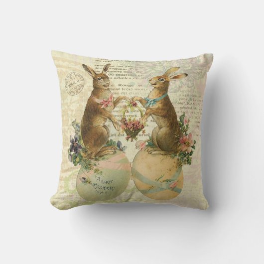 ヴィンテージフランスの復活祭の枕 クッション (正面)