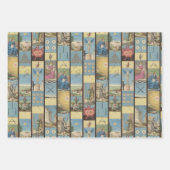 ヴィンテージフランスの手描きタロットカードパターン ラッピングペーパーシート (正面)