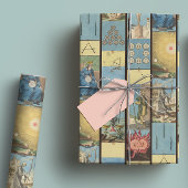 ヴィンテージフランスの手描きタロットカードパターン ラッピングペーパーシート