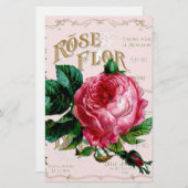 ヴィンテージフランスの手書きパリスバラピンクかわいらし色 便箋 (正面/裏面)