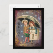 ヴィンテージフランスの新年 シーズンポストカード (正面/裏面)