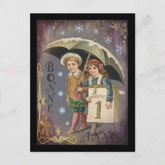 ヴィンテージフランスの新年 シーズンポストカード (正面)