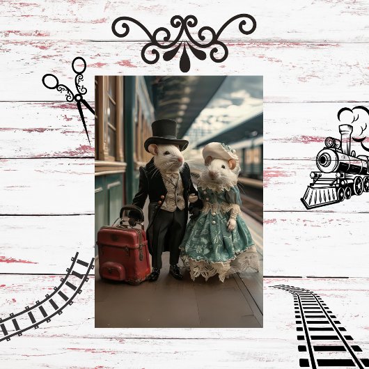 ヴィンテージフランスの旅行ネズミスクラップブック紙