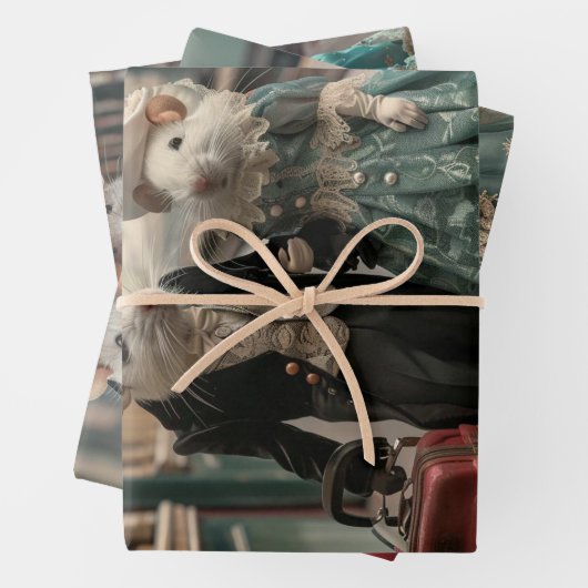 ヴィンテージフランスの旅行ネズミ切り離し ラッピングペーパーシート (インサイチュ)