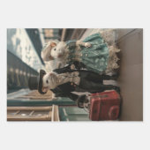 ヴィンテージフランスの旅行ネズミ切り離し ラッピングペーパーシート (正面)