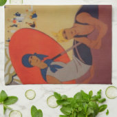 ヴィンテージフランスの旅行広告 キッチンタオル (折り畳み)