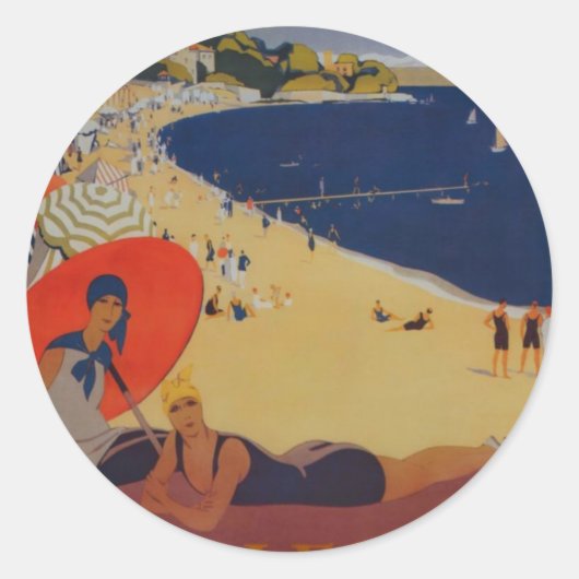 ヴィンテージフランスの旅行広告 ラウンドシール (正面)