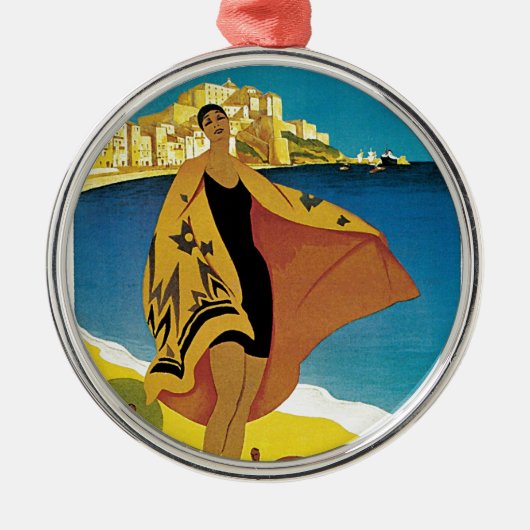 ヴィンテージフランスの旅行 メタルオーナメント (正面)