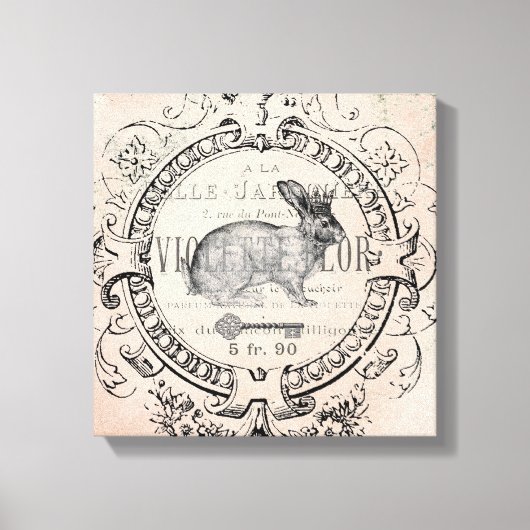 ヴィンテージフランスの春うさぎ伸ばしキャンバス キャンバスプリント (正面)