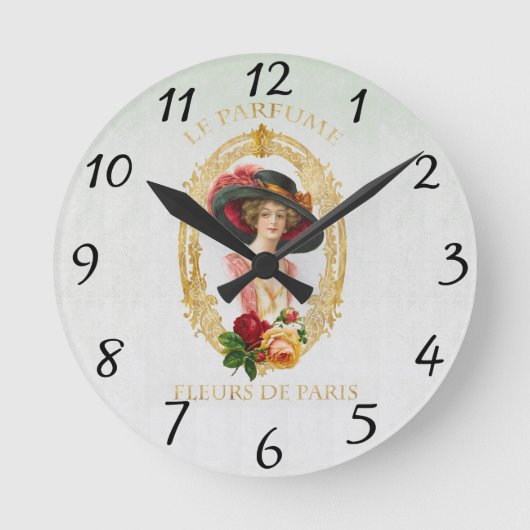 ヴィンテージフランスの時計 ラウンド壁時計 (正面)