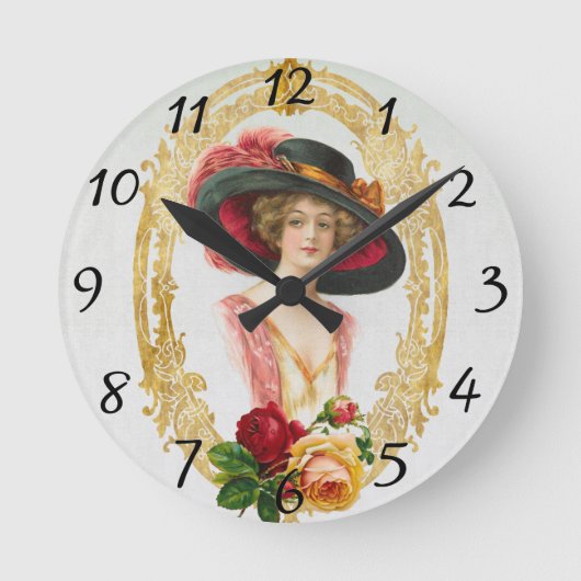 ヴィンテージフランスの時計 ラウンド壁時計 (正面)