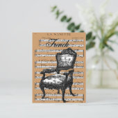 ヴィンテージフランスの椅子と音楽 ポストカード (スタンド正面)