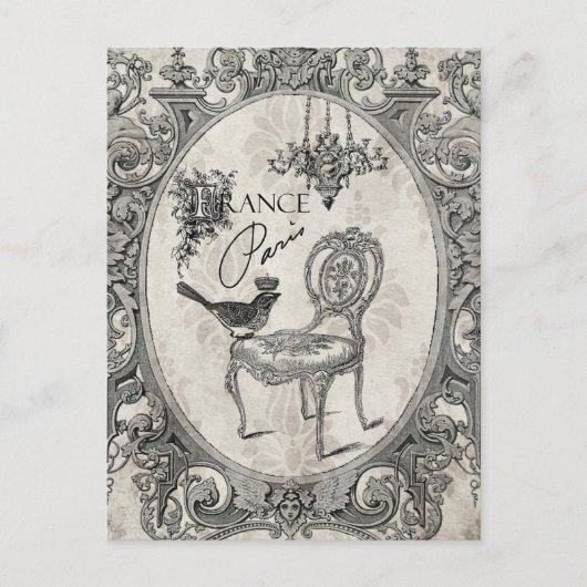 ヴィンテージフランスの椅子はがき ポストカード (正面)