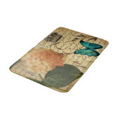 ヴィンテージフランスの植物学バタフライ紫陽花 バスマット (アングル)