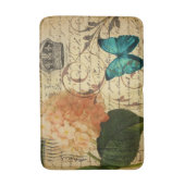 ヴィンテージフランスの植物学バタフライ紫陽花 バスマット (正面縦)