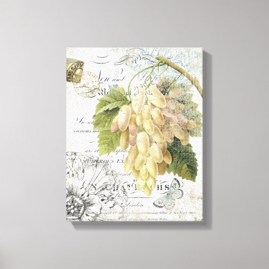 ヴィンテージフランスの植物葡萄の展伸帆布 キャンバスプリント (正面)