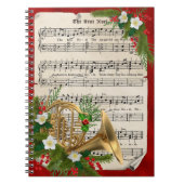 ヴィンテージフランスの楽譜付きホーンChristmas ノートブック (正面)