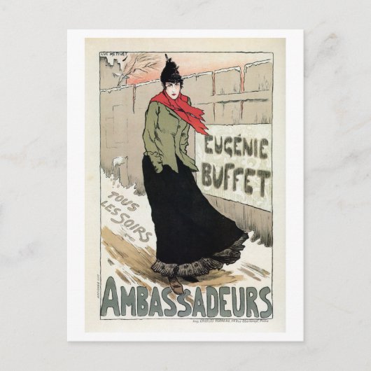 ヴィンテージフランスの歌手のユージェニー・ビュッフェ ポストカード (正面)