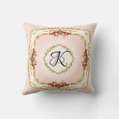 ヴィンテージフランスの水彩バラガールモノグラム クッション (裏面)