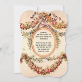 ヴィンテージフランスの水彩バラnフローラつる植物 招待状 (裏面)