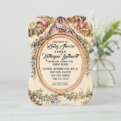 ヴィンテージフランスの水彩バラnフローラつる植物 招待状 (スタンド正面)