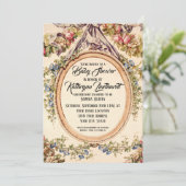 ヴィンテージフランスの水彩バラnフローラつる植物 招待状 (スタンド正面)