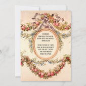 ヴィンテージフランスの水彩バラnフローラつる植物 招待状 (裏面)